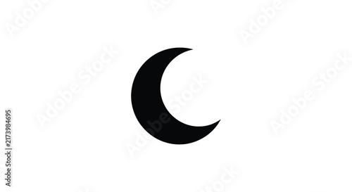 Black crescent moon silhouette on a white background