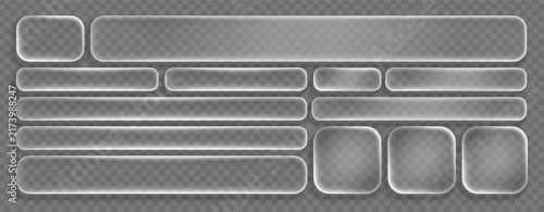 Glass liquid frame with transparent button morphism effect. 3D rectangle shape for digital UI design background. Bubble glassmorphism icon box for text display interface.
