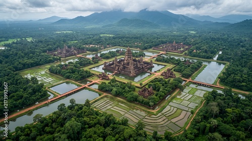 Ancient Temple Ruins Southeast Asian Architectural Wonder Tropical Jungle History