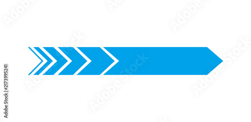 Quadro su tela A blue arrow with a striped pattern on the left side pointing to the right, on a