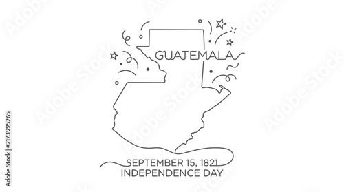 Minimalist Continuous Line Drawing of Guatemala Map for Independence Day Celebration