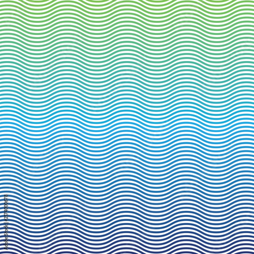 Abstract Blue Green Wavy Lines Seamless Pattern Gradient Background Vector Graphic