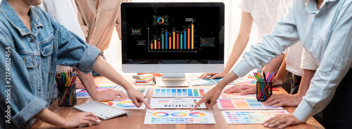 Foto Business data dashboard provide business intelligence analytic for marketing str