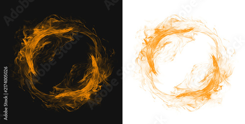 Canvastavla Fiery circular wreath with swirling flames against a dark background
