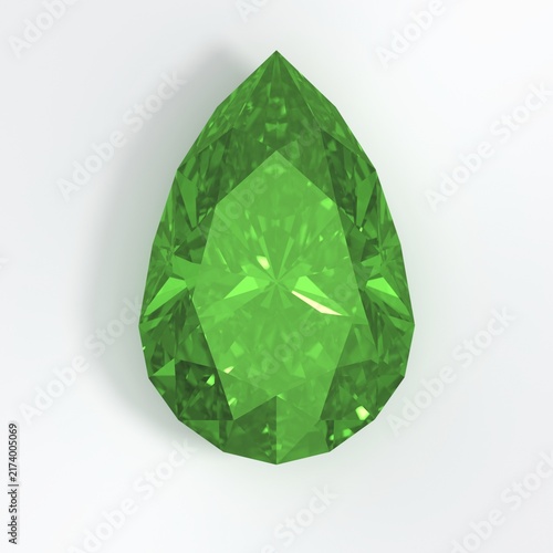 Картината върху платно Gemstone green sapphire Pear shape for gems jewelry fashion on white background