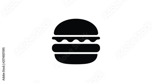 Foto Black silhouette of a hamburger on a white background