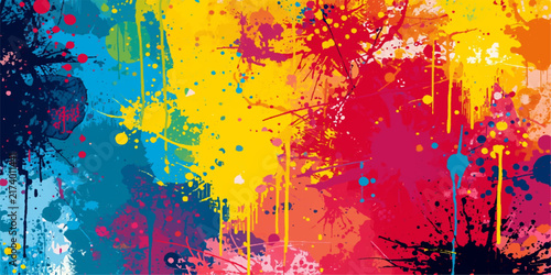 Abstract Colorful Watercolor Paint Splashes and Ink Splatter Background with Artistic Brush Strokes, Grunge Texture and Vibrant Decorative Pattern for Modern Design