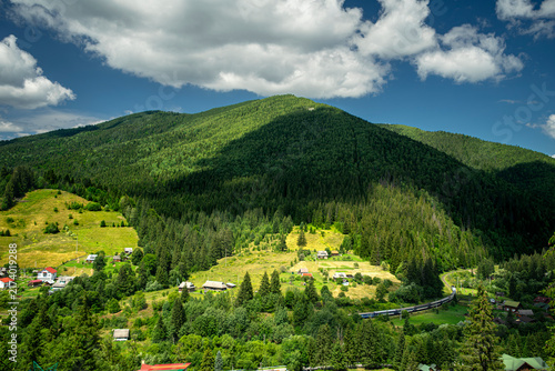 Aerial view of the village of Vorokhta in summer