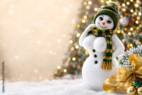 Sexy snowwoman with Christmas lights