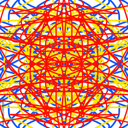 Fotografie Abstract digital art background with vibrant intersecting neon lines and symmetr