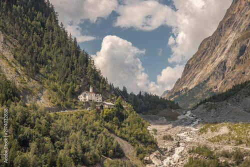 Notre-dame-de-séez church nestled in french alps valley