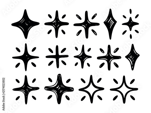 Crayon and chalk star doodles drawn by hand across soft paper. Pencil figures, asterisks and a second crayon star bring a warm hand drawn energy to every figure.
