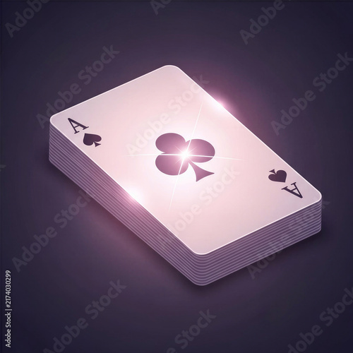 Ace of spades playing card with glowing effect on dark background  