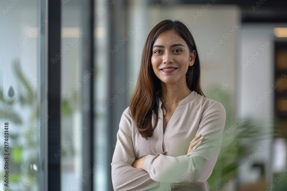 Fototapeta premium young indian businesswoman standing at office