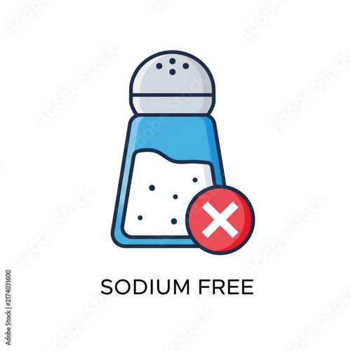Sodium free salt shaker with red cross symbol representing dietary options  