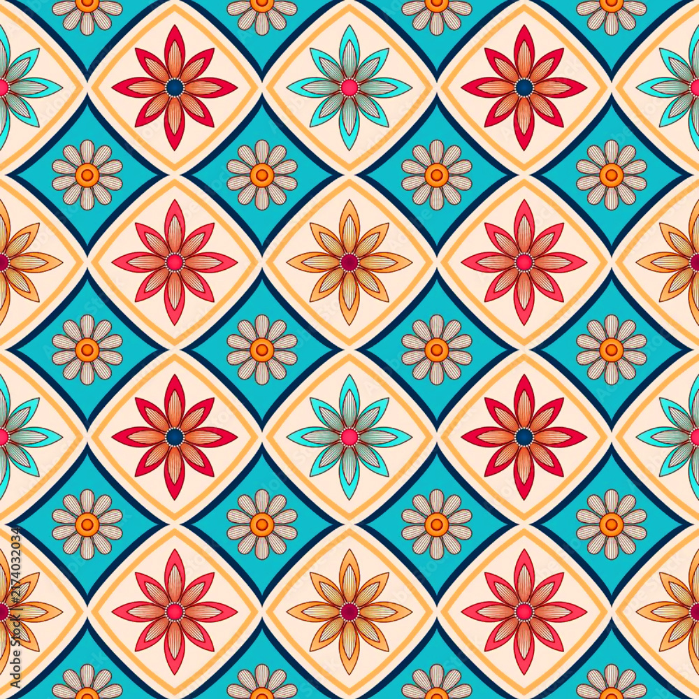 vector seamless pattern with flowers