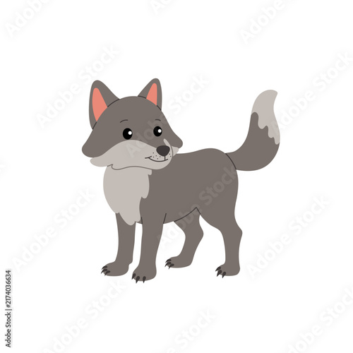 Wolf. Cute cartoon illustration on a white background.