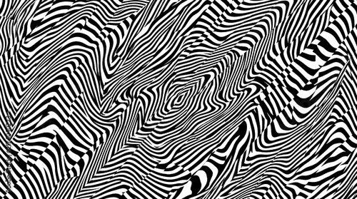 Naklejka Wavy striped pattern. Optical illusion. Dynamic background. Displacement from multiple sliced lines