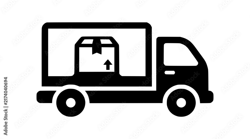 Fototapeta premium Isolated delivery truck icon with cargo box
