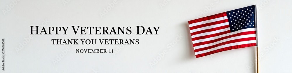 Obraz premium Celebrating veterans day with a heartfelt tribute to american heroes featuring a patriotic flag and expressions of gratitude