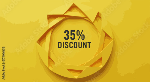 Bright Yellow Thirty Five Percent Discount Badge