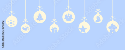 Christmas Bauble Decoration Set with Snowflake, Tree, Gift and Star, Winter Holiday Vector Illustration