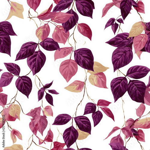 Purple red autumn leaves pattern design