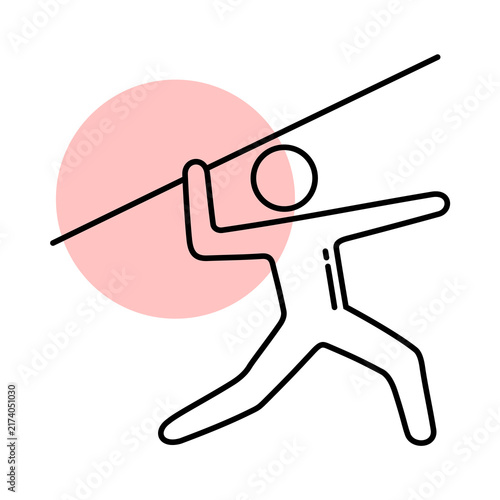 Javelin Thrower Athlete Line Icon