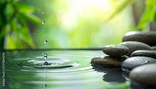 Serene Stack Stones Calm Water Under Soft Light