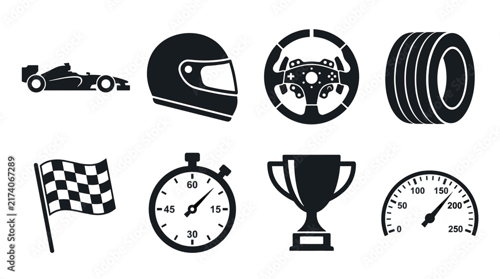 Obraz premium Racing and Motorsport Icon Set