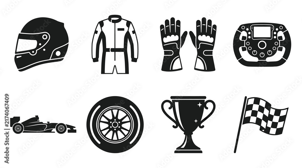 Fototapeta premium Set of Flat Icons for Formula Racing