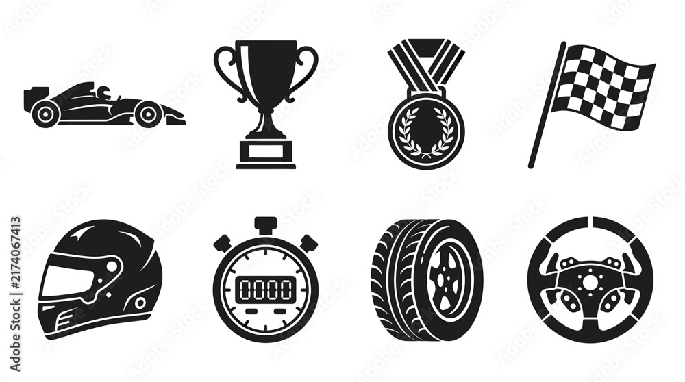 Obraz premium Set of Racing and Motorsport Icons