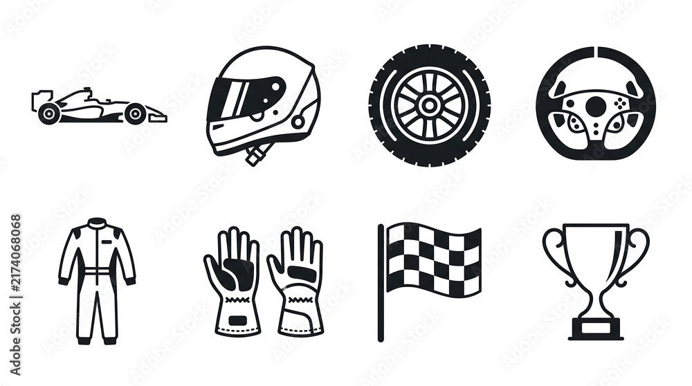 Fototapeta premium Set of Flat Racing Icons