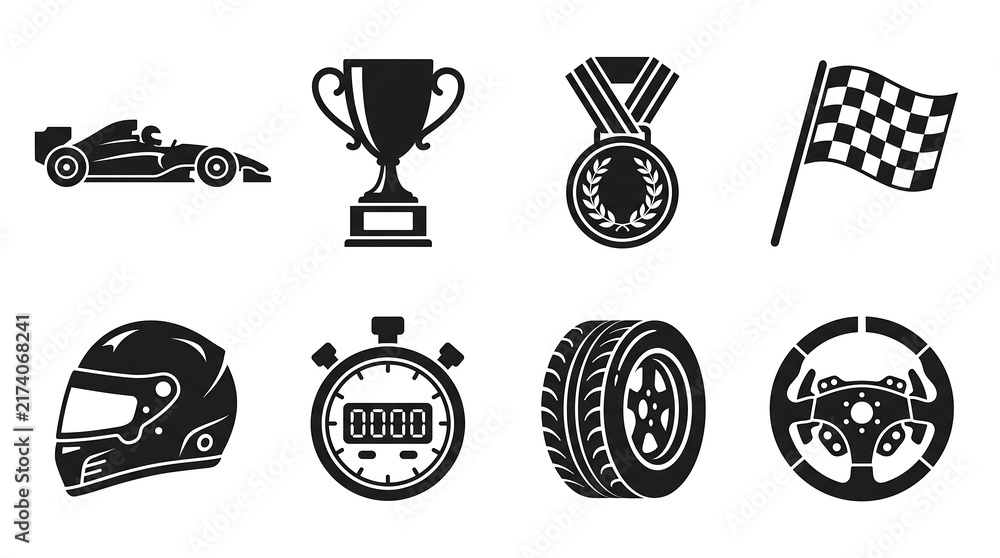 Fototapeta premium Set of Racing and Motorsport Icons
