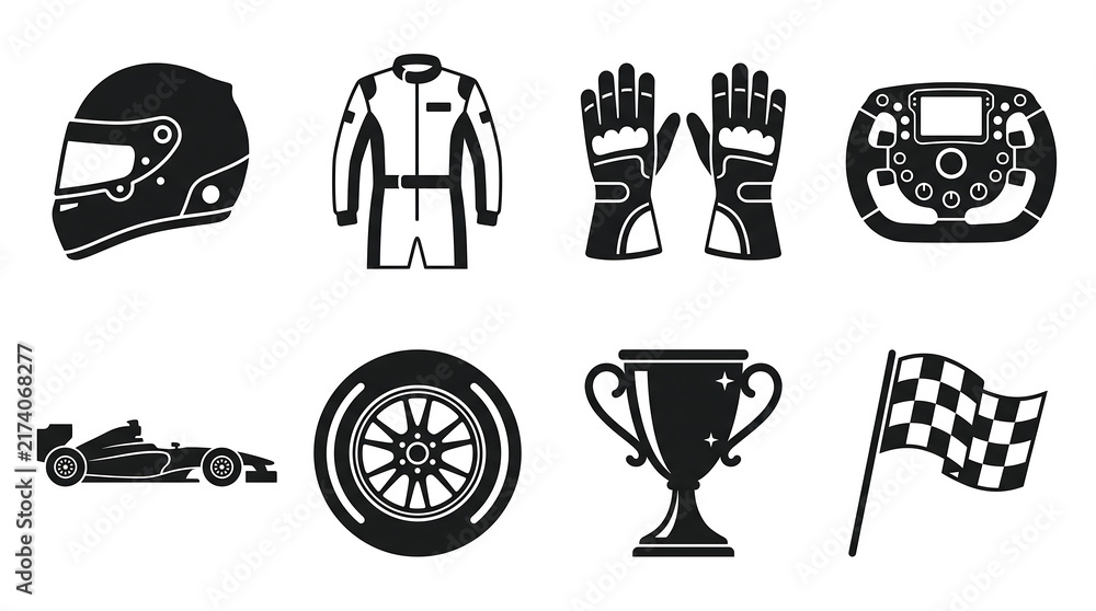 Fototapeta premium Set of Flat Icons for Formula Racing