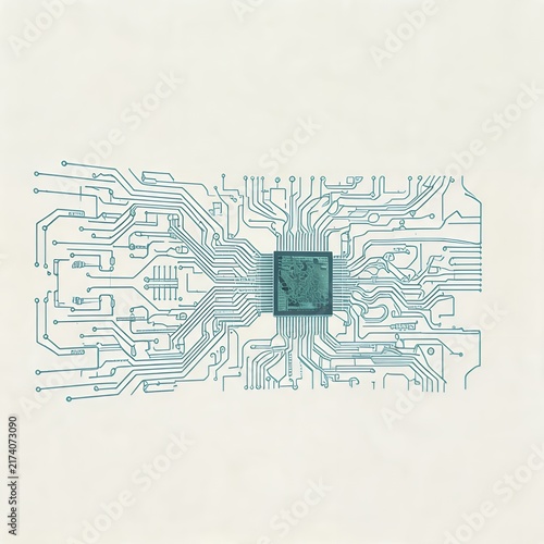 Circuit Core: Blueprinted Microchip with Intricate Pathways Design