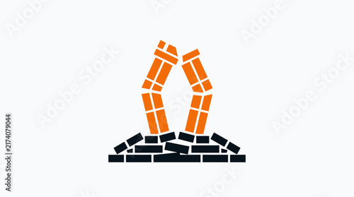 фотографія Abstract Brick Structure Falling Apart Isolated