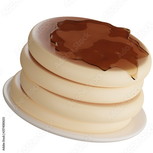 3D Icon Pancake with soft color and simple object