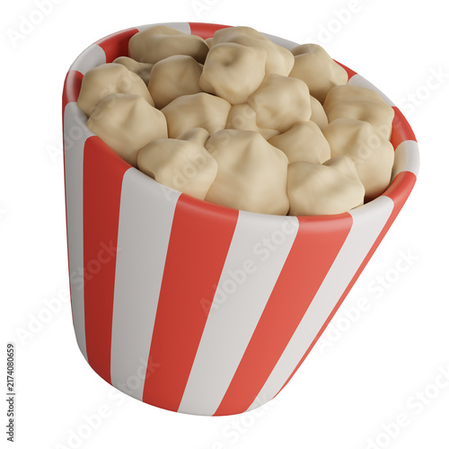 3D Icon Popcorn with soft color and simple object