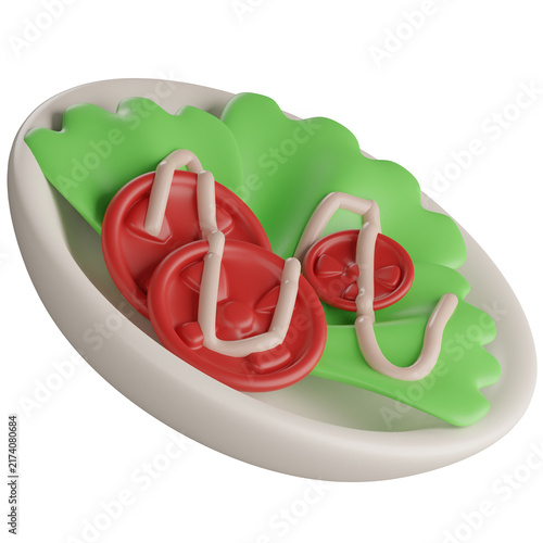 3D Icon Salad with soft color and simple object