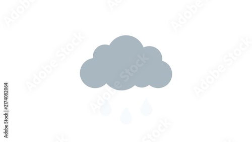 Rain Cloud Animation with Falling Droplets on a Clean Background Perfect for Weather Forecast Graphics and Icon Designs