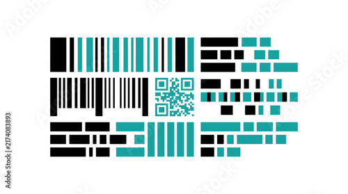 Bild auf Leinwand Abstract Digital Data Code Information Scan QR Barcode Isolated
