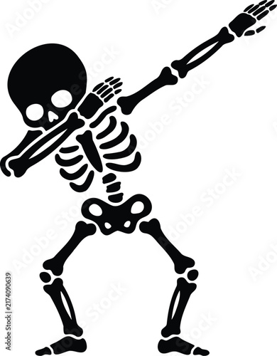 Canvastavla Playful cartoon skeleton character performing the popular dab dance pose a fun h