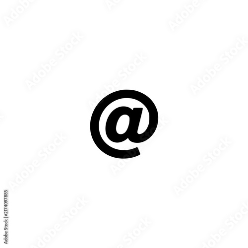 At mention icon. Solid black glyph of an at symbol for social mention and email.