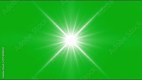 Bright White Optical Lens Flare and Radiant Starburst Explosion on Green Screen Chroma Key