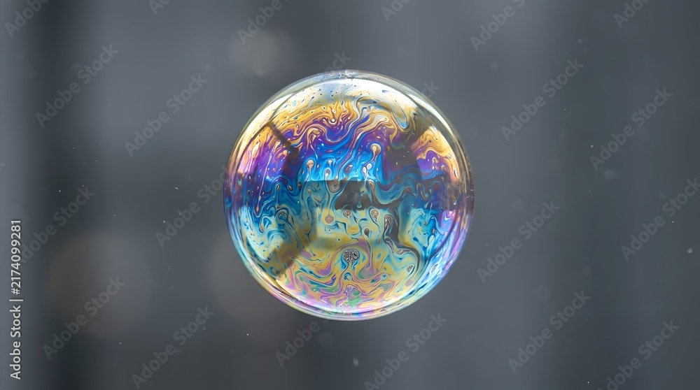 Obraz premium Iridescent Soap Bubble Featuring Intricate Swirling Patterns of Color