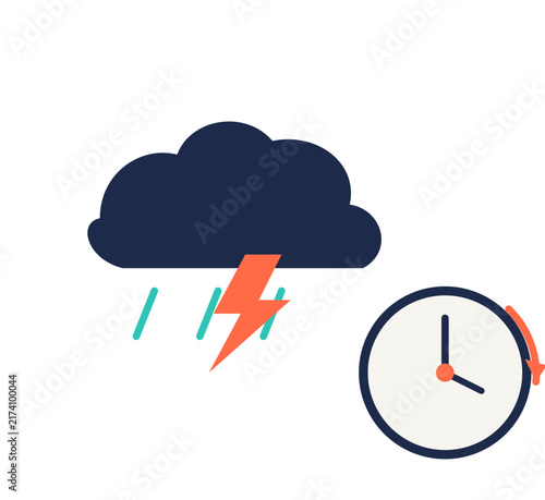 Supply chain disruption icon with storm and delay