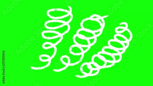 Handdrawn spring doodle animation on bright green screen background for video overlay and motion design.
