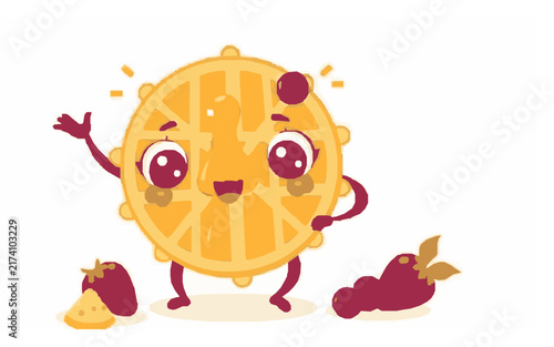 Cute Waffle Character – Cute Children's Cartoon Vector Illustration Icon for Kids Books, Nursery Decor, Apps, Stickers, Prints & Educational Design