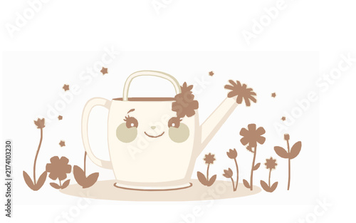 Cute Watering Can – Cute Children's Cartoon Vector Illustration Icon for Kids Books, Nursery Decor, Apps, Stickers, Prints & Educational Design